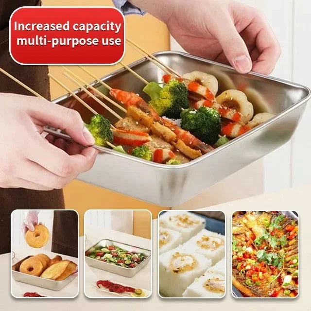 (🔥HOT SALE NOW 49% OFF) - Stainless Steel Square Plate（With Lid）