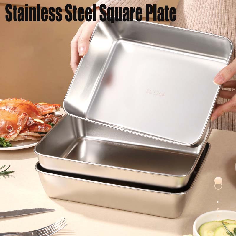 (🔥HOT SALE NOW 49% OFF) - Stainless Steel Square Plate（With Lid）