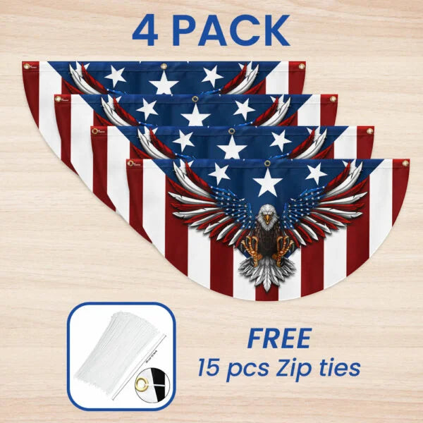 Memorial Day July 4th Flag Patriotic Eagle American Non-Pleated Fan Flag