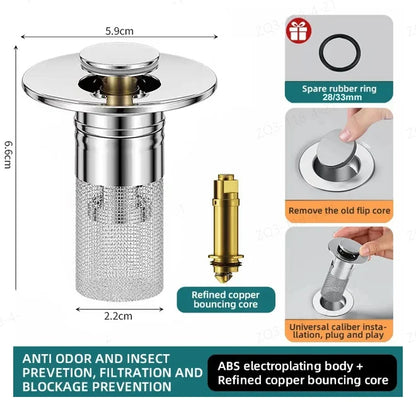 Stainless Steel Floor Drain Filter - Helps Reduce Odor and Deter Cockroaches