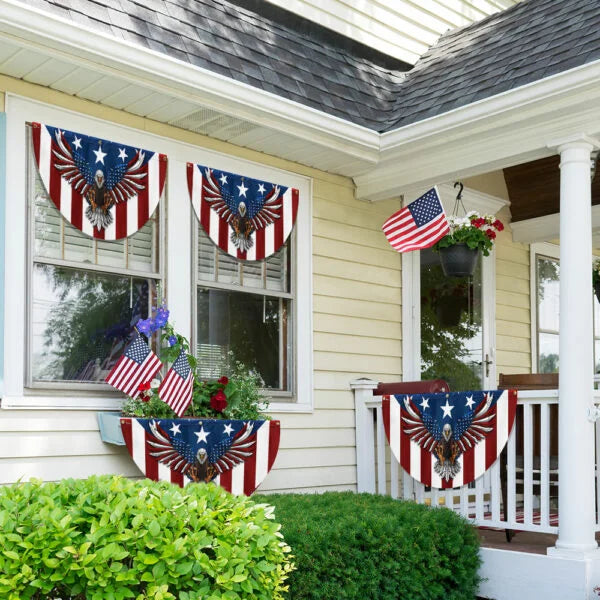 Memorial Day July 4th Flag Patriotic Eagle American Non-Pleated Fan Flag